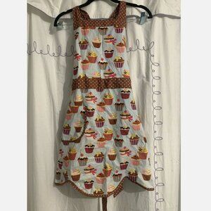 D-Lux 57 Cupcake Baking Cooking Apron NWT Polka Dot 29" Pocket